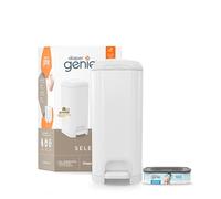 Diaper Genie Select Pail is Made of Durable Stainless Steel and Includes 1 Starter Square Refill That can Hold up to 165 Newborn-Sized Diapers.