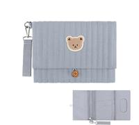 Diaper Organizer - Foldable Cute Bear Embroidery | With Stroller Strap, Multiple Pockets, Diaper Storage - For Mom Dad Boy Girl Travel Getaway Road Hospital