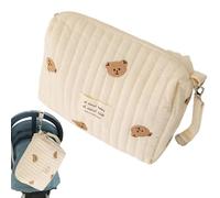 Diaper Organizer Pouch - 25x17x10cm Nappy Carry Bag, Portable Cotton Storage, Zipper Closure Caddy for Diapers Wipes Bottles Clothing | Stroller Nursery Travel Holder for Busy Parents Daily Care
