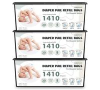 Diaper Pail Refill Bags - Compatible with Genie Easy Roll Signature & Platinum Pails | Each 30 Bags Holds Up to 1410 Newborn Diapers | 7-Layer OdorLock Technology | 3 Pack(90 Bags)