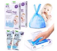 Diaper Pail Refill Bags Set, Nappy Bin Refills, Nappy Disposal Bags, Compatible with Tommee Tippee Sangenic Angelcare, Extra Thick Anti-Odor Antibacterial Multilayer Film (200pcs Blue)