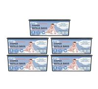 Diaper Pail Refills Bags with 30 Bags Compatible with Genie Easy Roll Signature Diaper Pails and Platinum Diaper Pails, Lasts Up to 8 Months, 7-Layer Odor-Barrier Technology, 5 Pack (150 Bags)