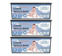 Diaper Pail Refills Bags with 30 Bags Compatible with Genie Easy Roll Signature Diaper Pails and Platinum Diaper Pails, Lasts Up to 8 Months, 7-Layer Odor-Barrier Technology, 3 Pack (90 Bags)