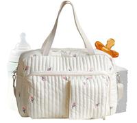 Diaper Tote - 42cm Changing Bag, Tidy Storage | Flower Pattern Weekender Shoulder Tote with Generous Capacity, Diaper Bag for Travel Work Gym School Hospital Vacation Beach Picnic Camping