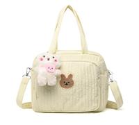 Diaper Tote Bag, 9.5inch Tote Diaper Bag with Plush Doll Pendant, Adjustable Strap & Handle, Large Mommy Bag, Portable Baby Nappy Bag, Travel Baby Bag for Mom (Yellow)
