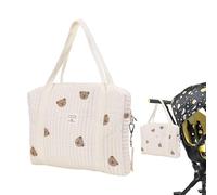 Diaper Tote Bag for Women, Baby Diaper Caddy Bag, Stroller Diaper Bag, Baby Nappy Changing Bag, Messenger Diaper Bag, Large Capacity Cotton Travel Baby Diaper Bag for Bottles Clothes Toys Tissues