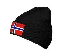 Diari Norwegian Flag Beanie Hats Soft Stretch Beanies Cap Winter Warm Mens Womans Knit Cap Black
