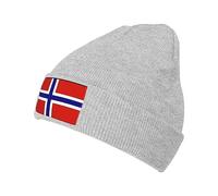 Diari Norwegian Flag Beanie Hats Soft Stretch Beanies Cap Winter Warm Mens Womans Knit Cap Gray
