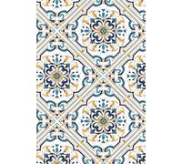 Diario con diseño de azulejo clásico - Azul y mostaza: Cuaderno 6x9” - 120 páginas con líneas y fecha - Interior decorativo para journaling, escritura consciente o gratitud