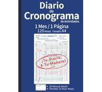 Diario de Cronograma de Actividades: 120 Meses: La Herramienta Definitiva para Planificar, Organizar y Optimizar Tu Tiempo con Vista Mensual de 1 ... Español) (Monthly 1 Page Planner Series)