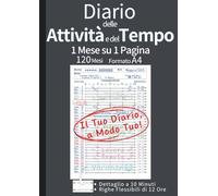 Diario delle Attività e del Tempo: Organizza il Tuo Mese su 1 Pagina per Gestire il Tempo e Raggiungere i Tuoi Obiettivi | 120 Mesi (10 Anni) Senza ... A4 (Grigio) (Diario Temporale "OCCHIATA")