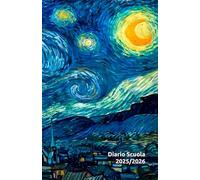 Diario Scuola 2025/2026: agenda con due giorni per pagina, con all'interno utili organizzatori. Arte in copertina, Notte Stellata, Vincent Van Gogh, per i veri amanti dell'arte.