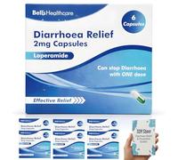 Diarrhoea Relief (6 Pack) 36 Loperamide Hydrochloride GSL, TDY Bundle Including Diarrhoea Causes & Relief Guides + Stool Chart & Recording Chart - 6x6