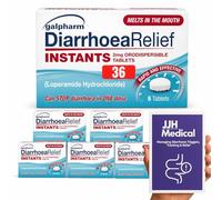 Diarrhoea Relief Capsules 36 Pack - Loperamide Hydrochloride 2mg Instant | JJH Medical Bundle with Stool Chart, Symptom Tracker & Triggering Factors Guide for Adult Diarrhoea Relief