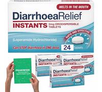 Diarrhoea Relief Instant for Adults, 4 Pack, 4 X 6 Pack, Overnight Relief, for Adults, 6 Tablets per Pack, with Diarrhoea Relief & Digestive Support Guide