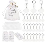 Diartpaint Cloud Theme Keychain Bulk 24sets Blue Sky White Clouds Party Favor Hot Air Balloon Keychain with Thank You Tag Organza Bag for Boy Girl Airplane Party Return Gift for Birthday Baby Shower