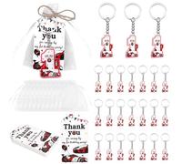 Diartpaint Racing Car 1st Birthday Party Favor 24 Sets White Black Red Fast One Acrylic Keychain Set Let's Go Racing Keychain with Thank You Card and Organza Bag Birthday Return Gift for Guest