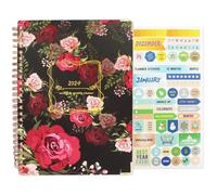 Diary 2024 A5 Week to View, 12 Month Daily Planner 2024, Notebooks A5 2024 Diary, Weekly & Monthly Planner with Monthly Tabs, Back Pocket, Stickers (Rose)