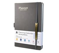 Diary 2025-2026 - 18 Month from Jul. 2025 to Dec.2026, A5 Week to View Diary, Weekly & Monthly Planner with Leather Cover, Pen Loop, Inner Pocket (Grey)