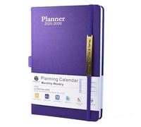 Diary 2025-2026 - 18 Month Mid Year Diary from Jul. 2025 to Dec.2026, A5 Week to View, Weekly & Monthly Planner with Leather Cover, Pen Loop, Inner Pocket (Purple)