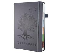Diary 2025-2026 - Academic Diary A5 Page a Day, Mid-Year Productivity Planner (Jul.25-Jun.26) with Monthly View, Colourful Tabs Famous Quotes, Inner Pocket, 5.9" x 8.5"(Grey)