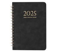 Diary 2025 Week to View A5 (21 x 15.5 CM) Soft Cover Spiral Diary Weekly Work Planner, Monthly Tabs, 100GSM Paper (black)