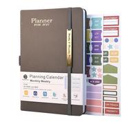 Diary 2026-2027 - 18 Month Diary from Jan. 2026 to Mid Year Jun.2027, A5 Week to View, Weekly & Month Planner with Leather Cover, Pen Loop, Inner Pocket (Grey)