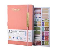 Diary 2026-2027 - 18 Month From Jul. 2026 to Dec.2027, A5 Week to View Diary, Weekly & Monthly Planner with Leather Cover, Pen Loop, Inner Pocket (Pink)