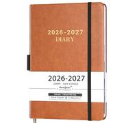Diary 2026-2027 - A5 diary 2026-2027 day per page from July 2026 to June 2027, Productivity planner 26-27 with Monthly Tabs, 14.8cm × 21.4cm - Brown
