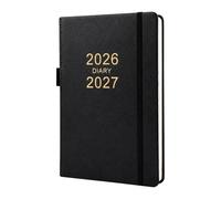 Diary 2026-2027 A5 Page a Day, 400 Pages Soft Cover Mid Year Academic Diary, Daily Planner from Jul 2026 to Jun 2027 for School,Office,Home Academic Diary(Black)