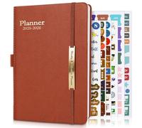 Diary 2026-2027, Planner 18 Month Mid Year Diary From Jan. 2026 to Mid Year Jun.2027, A5 Premium Thicker Paper with Pen Holder, Inner Pocket(Brown)