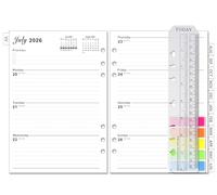 Diary 2026 2027 Refill Week on 2 Pages, A5 Weekly & Monthly Planner with Tabs, Contact, Ruler Bookmark & Stickers July 2026 - June 2027, 6 Hole Organiser Inserts with UK bank holidays (2026.7-2027.6)