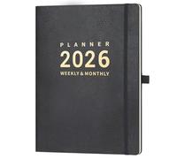 Diary 2026 - A4 Diary 2026 Week to View from January 2026 to December 2026 with Soft Leather Cover, Grey, Elasticated Closure, Back Pocket, Pen Loop, 21.7 x 28.3 x 1.5 cm