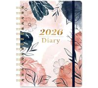 Diary 2026 - A5 2026 Diary from Jan. to Dec. 2026, DIARY 2026 Week to View with Twin-wire Binding, Hard Cover, Elastic Closure, 21.5 x 15.5 x 1.5 cm