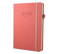 Diary 2026 A5 Day Per Page, 12 Months 2026 Diary From Jan 2026 to Dec 2026, Productivity A5 Daily Planner with Monthly Tabs, 2 Bookmark, Pen Loop and Inner Pocket (Pink)