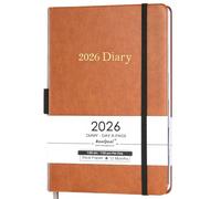 Academic Diary 2025-2026 - A5 diary 2025-2026 day per page from Jul. 2025 to Jun. 2025, Productivity planner 2025-2026 with Monthly Tabs, 14.8cm × 21.4cm - Brown