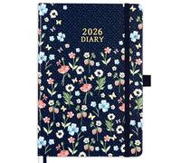 Diary 2026 - A5 Diary 2026 Week to View, 2026 diary from Jan to Dec 2026 with Hard Cover, Pen Loop and Back Pocket, 21.3 x 14.7 x 1.6 cm, Flowers