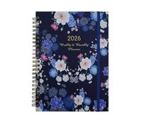 Diary 2026, A5 Diary Week to View from 26 January to December, Floral Hardcover, Weekly & Monthly Planner, Sprial Bound, Bound Strap, Inner Pocket, 21.5 x 15.5 x 1.5 cm