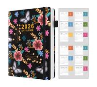 Diary 2026 A5 Page a Day, Day Per Page Diary 2026, January 2026 to December 2026, Banded Hard Cover Productivity Daily Planner with Tabs, 2026 Calender Stickers, Pen Loop and Inner Pocket