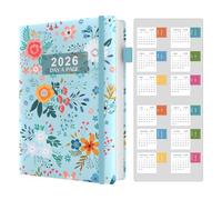 Diary 2026 A5 Page a Day, Day Per Page Diary 2026, January 2026 to December 2026, Banded Hard Cover Productivity Daily Planner with Tabs, 2026 Calender Stickers, Pen Loop and Inner Pocket