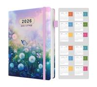 Diary 2026 A5 Page a Day, Day Per Page Diary 2026, January 2026 to December 2026, Banded Hard Cover Productivity Daily Planner with Tabs, 2026 Calender Stickers, Pen Loop and Inner Pocket