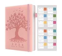 Diary 2026 A5 Page a Day, Day Per Page Diary 2026, January 2026 to December 2026, Banded Hard Cover Productivity Daily Planner with Tabs, 2026 Calender Stickers, Pen Loop and Inner Pocket