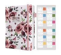 Diary 2026 A5 Page a Day, Day Per Page Diary 2026, January 2026 to December 2026, Banded Hard Cover Productivity Daily Planner with Tabs, 2026 Calender Stickers, Pen Loop and Inner Pocket