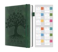 Diary 2026 A5 Page a Day, Day Per Page Diary 2026, January 2026 to December 2026, Banded Hard Cover Productivity Daily Planner with Tabs, 2026 Calender Stickers, Pen Loop and Inner Pocket