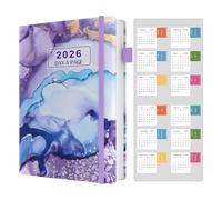 Diary 2026 A5 Page a Day, Day Per Page Diary 2026, January 2026 to December 2026, Banded Hard Cover Productivity Daily Planner with Tabs, 2026 Calender Stickers, Pen Loop and Inner Pocket