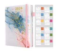 Diary 2026 A5 Page a Day, Day Per Page Diary 2026, January 2026 to December 2026, Banded Hard Cover Productivity Daily Planner with Tabs, 2026 Calender Stickers, Pen Loop and Inner Pocket