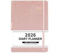 Diary 2026 - A5 Page a Day Diary 2026 from Jan. 2026 to Dec. 2026, with Monthly Tabs, Inner Pocket, Banded, 14.5 X 21 cm