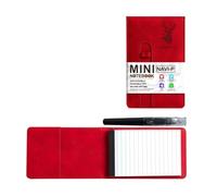 Diary 2026 A7 Leather Cover Horizontal Line Planner Pocket Sized Sticky Notebook(Red Notepad Set)