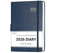 Diary 2026 - Daily Planner, 2026 Diary Page a Day, January 2026 - December 2026, Pen Loop, 180° Flat Out, Monthly Stickers, Blue