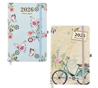 Diary 2026 Day a Page A5 Index Personal Organiser Diary Soft padded cover with full page of Saturday & Sunday by Arpan (Cream & Blue - Pack of 2)